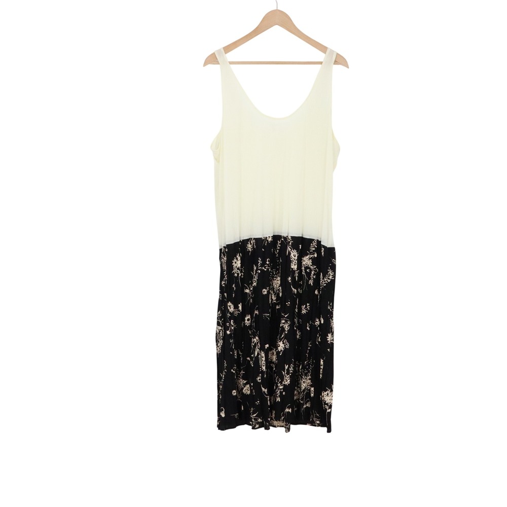 Unbranded Dress Womens 18/20 Style Cream Black Floral Colorblock Excellent
